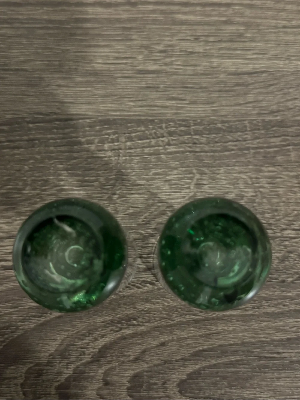 Vintage Green Bulb Base w/Bullicante Bubbles Shot Glasses Set of 2